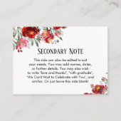 Eenvoudige DIY Custom Weddenschap Red & Roze bloem Informatiekaartje (Achterkant)