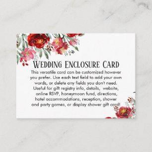 Eenvoudige DIY Custom Weddenschap Red & Roze bloem Informatiekaartje