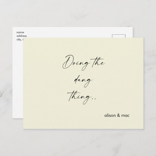 Eenvoudige Doing de Dang Thing Yellow Save the Dat Briefkaart (Voorkant / Achterkant)