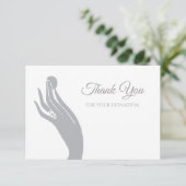 Eenvoudige donatie Dank u voor de hand van de vrou Bedankkaart (Staand voorkant)