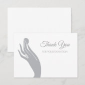 Eenvoudige donatie Dank u voor de hand van de vrou Bedankkaart (Voorkant / Achterkant)