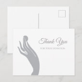 Eenvoudige donatie Dank u voor de hand van de vrou Briefkaart (Voorkant / Achterkant)