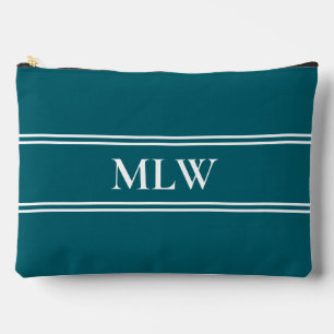 Eenvoudige Donker Blauwgroen en Wit Monogram Sjabl Etui