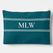 Eenvoudige Donker Blauwgroen en Wit Monogram Sjabl Etui (Achterkant)