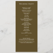 Eenvoudige donker brons monogram bruiloft ceremoni programmakaart (Achterkant)