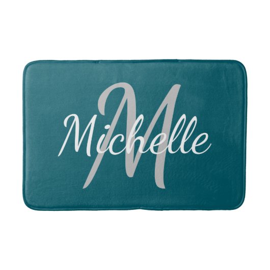 Eenvoudige donker turquoise vette typografie & naa badmat (Voorkant)