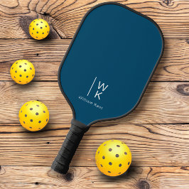 Eenvoudige donkerblauw marineblauw monogram Initia Pickleball Paddle