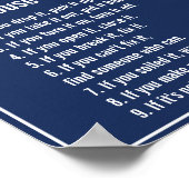 Eenvoudige donkerblauwe en witte familieregels Sja Poster (Hoek)