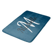 Eenvoudige donkerblauwe monogram badmat (Gekanteld)