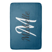 Eenvoudige donkerblauwe monogram badmat (Voorkant Verticaal)