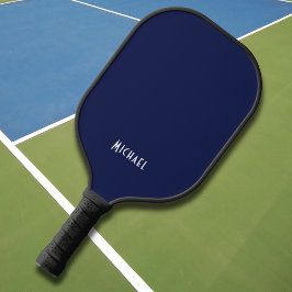 Eenvoudige Donkerblauwe Monogramnaam Pickleball Paddle