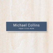 Eenvoudige donkerblauwe naam titel sjabloon profes deurbordje (Voorkant)