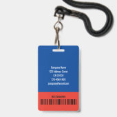 Eenvoudige Donkerblauwe Rode Grote Foto Logo Code Badge (Achterkant met lanyard)