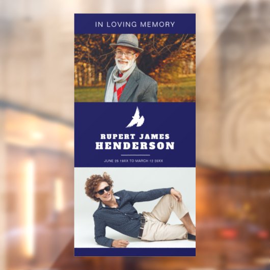 Eenvoudige donkerblauwe witte duif aangepaste foto raamsticker (Vel 2)