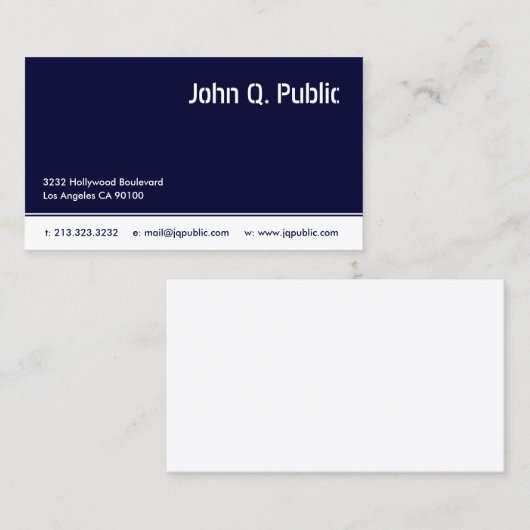 Eenvoudige donkerblauwe witte kleur visitekaartje (Voorkant / Achterkant)