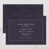 Eenvoudige donkerbruine paarse elegante bruiloft save the date (Voorkant / Achterkant)