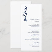 Eenvoudige, donkere blauw-bruiloft-menukaarten menu (Voorkant / Achterkant)