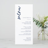 Eenvoudige, donkere blauw-bruiloft-menukaarten menu (Staand voorkant)