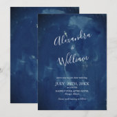 Eenvoudige donkere blauw Waterverf Kaart (Voorkant / Achterkant)