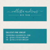 Eenvoudige, donkere, Blauwgroen, witte-scriptbewer Mini Visitekaartjes (Voorkant /achterkant)