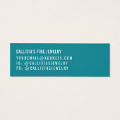 Eenvoudige, donkere, Blauwgroen, witte-scriptbewer Mini Visitekaartjes (Achterkant)