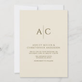 Eenvoudige Donkere Brons & Gouden Monogram Bruilof Kaart (Voorkant)