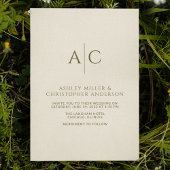 Eenvoudige Donkere Brons & Gouden Monogram Bruilof Kaart