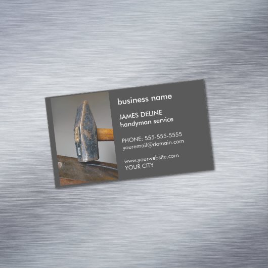 Eenvoudige Donkere Hammer Handyman Service Visitekaartje Magneet (Voorbeeld)