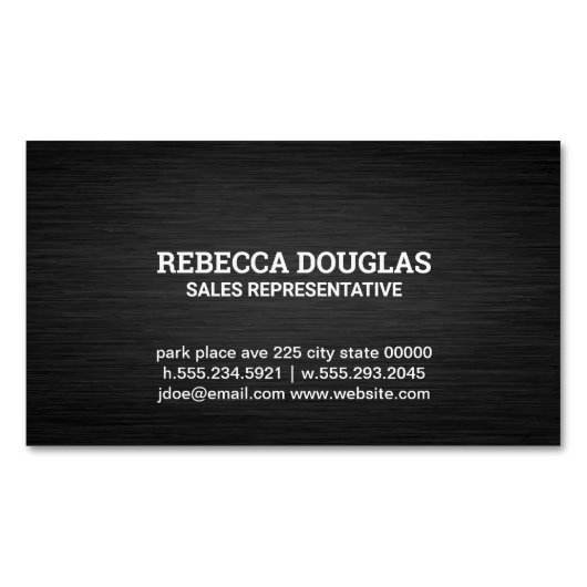 Eenvoudige donkere metalen textuur magnetisch visitekaartje (Voorkant)
