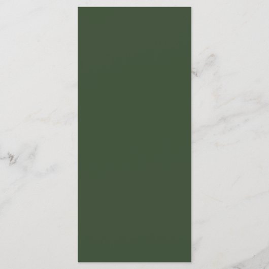 Eenvoudige donkere mos groen monogram bruiloft rec menu (Achterkant)