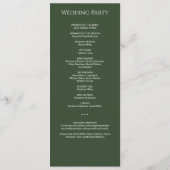 Eenvoudige Donkere Mos Groene Monogram Huwelijksce Programmakaart (Achterkant)