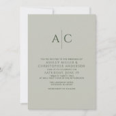 Eenvoudige Donkere Mos & Sage Groene Monogram Brui Kaart (Voorkant)