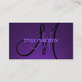 Eenvoudige donkere paarse monogram kaarten visitekaartje