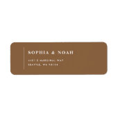 Eenvoudige donkere taupe moderne bruiloft retour a etiket (Voorkant)