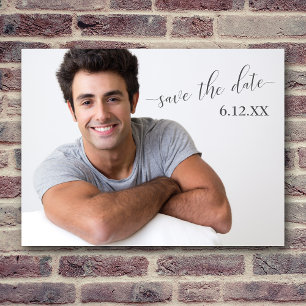 Eenvoudige Donkere Tekst Save the Date Afstudeerka Briefkaart