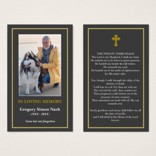 Eenvoudige donkergrijze goudfotofunderkaart visitekaartje (Voorkant /achterkant)