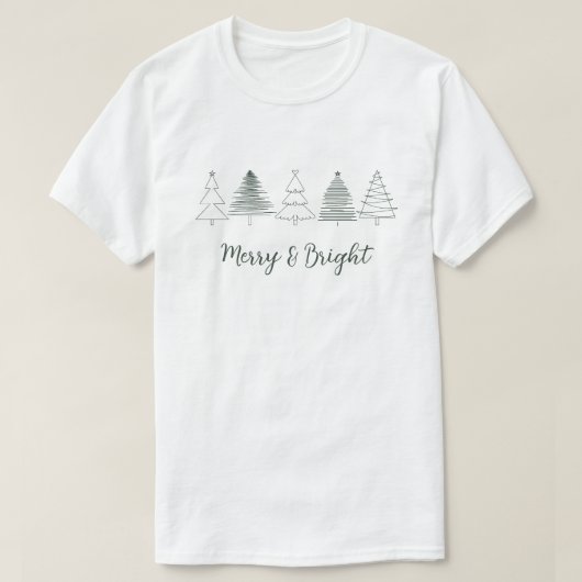 Eenvoudige donkergroene droog en heldere kerstboom t-shirt (Design voorkant)