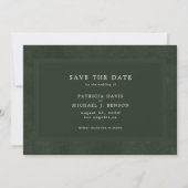 Eenvoudige donkergroene elegante bruiloft save the date (Voorkant)