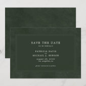 Eenvoudige donkergroene elegante bruiloft save the date (Voorkant / Achterkant)