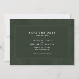 Eenvoudige donkergroene elegante bruiloft save the date