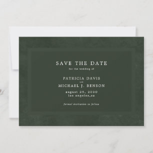 Eenvoudige donkergroene elegante bruiloft save the date