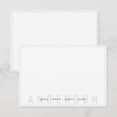 Eenvoudige donkergroene en grijze rand Achternaam Notitiekaartje (Voorkant / Achterkant)