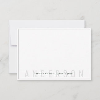 Eenvoudige donkergroene en grijze rand Achternaam Notitiekaartje
