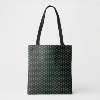 Eenvoudige donkergroene en zwarte lijnpatroon Tote Bag