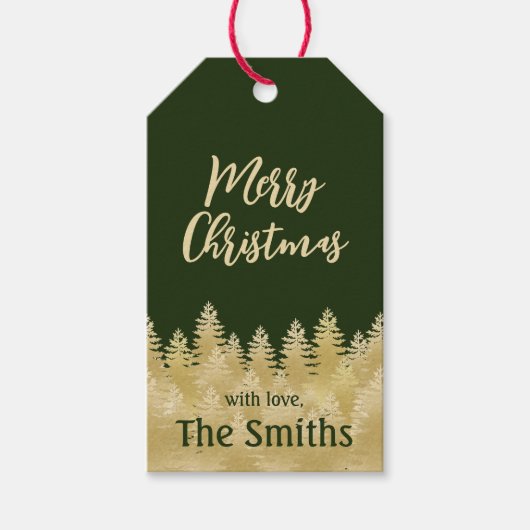 Eenvoudige, donkergroene gouden tinten, prettige k cadeaulabel (Voorkant)