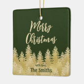 Eenvoudige, donkergroene gouden tinten, prettige k keramisch ornament (Links)