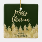 Eenvoudige, donkergroene gouden tinten, prettige k keramisch ornament (Achterkant)