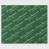 Eenvoudige donkergroene kerstfamilienaam cadeaupapier (Vlak)