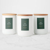 EENVOUDIGE DONKERGROENE MINIMALE MODERNE KAARS VOEDSELCONTAINER ETIKET (Flessen)