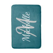 Eenvoudige donkerkleurige blauwgroen vetgedrukte t badmat (Voorkant Verticaal)